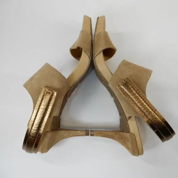 PEDRO GARCIA Celena Suede Slingback Sandals Size 37 7 Beige Heels NEW - Picture 10 of 12